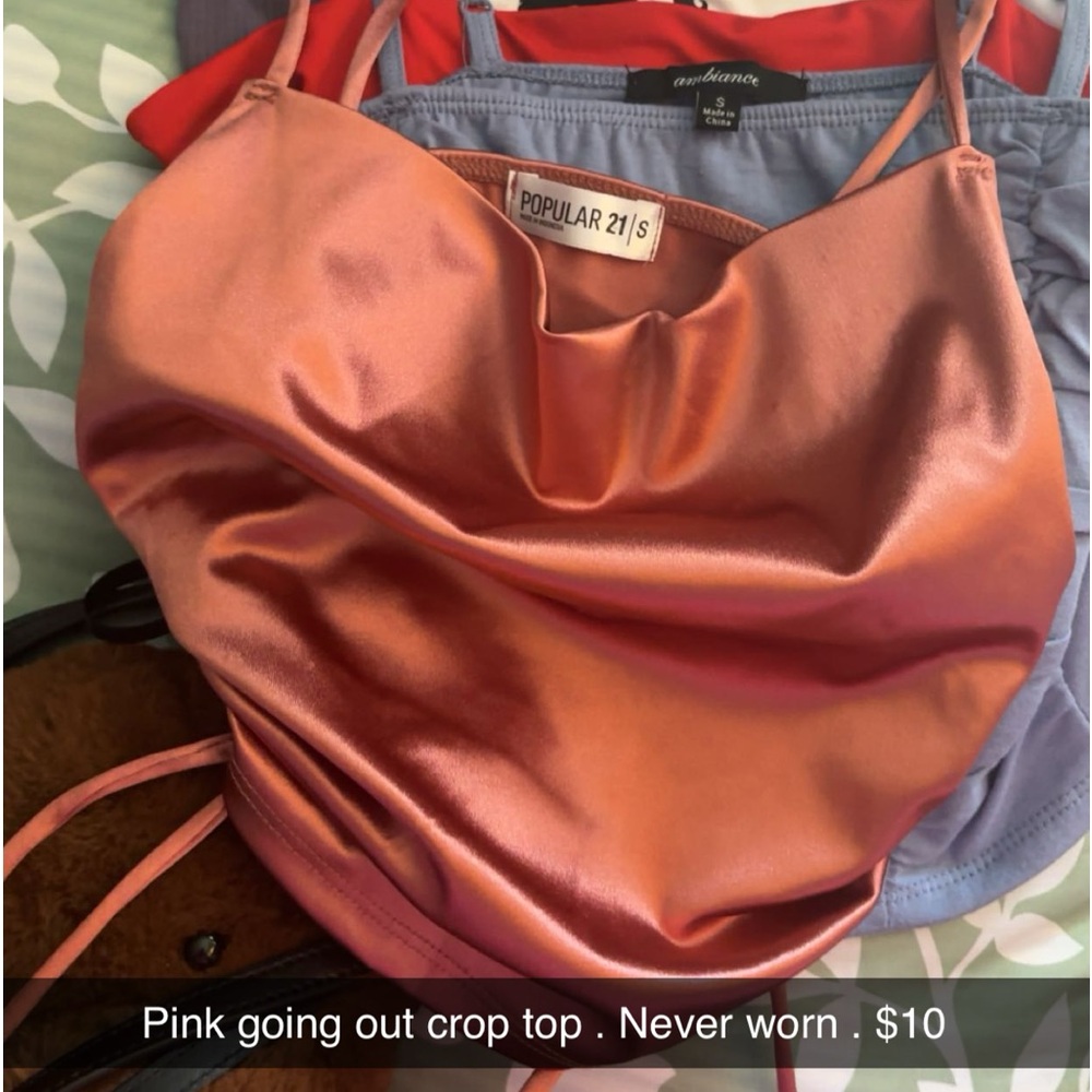 Pink crop top from Popular 21 . Going for $10 .